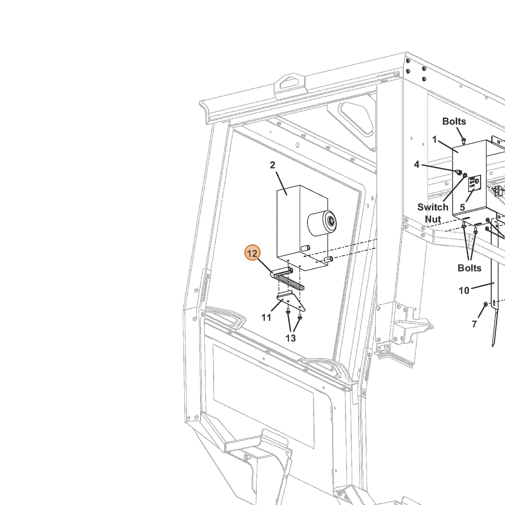 Grasshopper part 822511 — IPL diagram snippet (6x zoom, amber highlight)