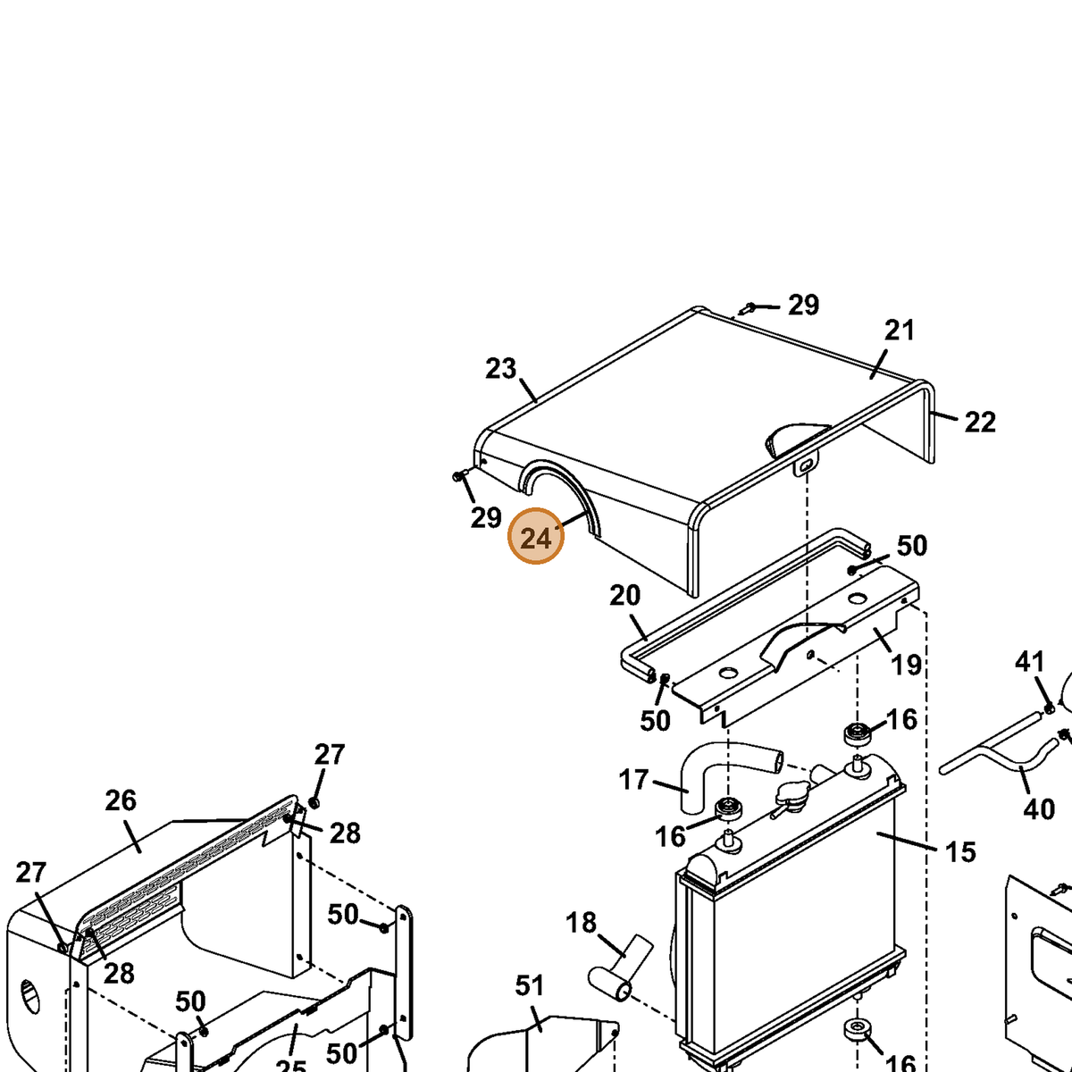 Grasshopper part 822513 — IPL diagram snippet (6x zoom, amber highlight)