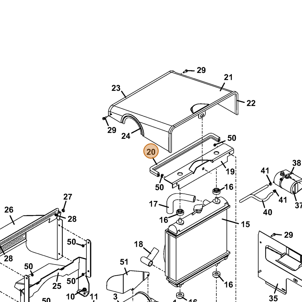 Grasshopper part 822518 — IPL diagram snippet (6x zoom, amber highlight)