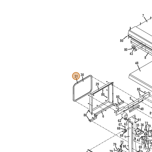 Grasshopper part 822541 — IPL diagram snippet (6x zoom, amber highlight)