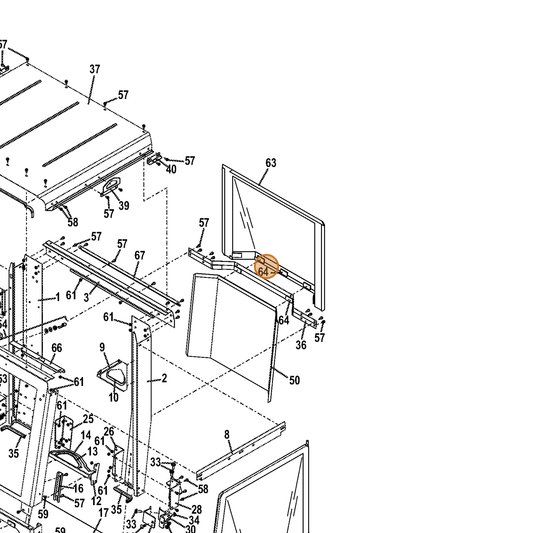 Grasshopper part 822554 — IPL diagram snippet (6x zoom, amber highlight)