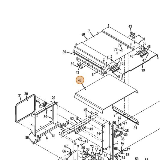 Grasshopper part 822581 — IPL diagram snippet (6x zoom, amber highlight)