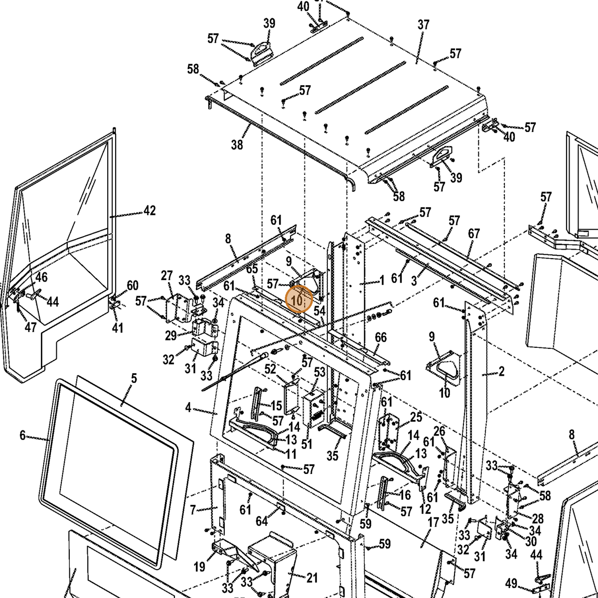 Grasshopper part 822628 — IPL diagram snippet (6x zoom, amber highlight)