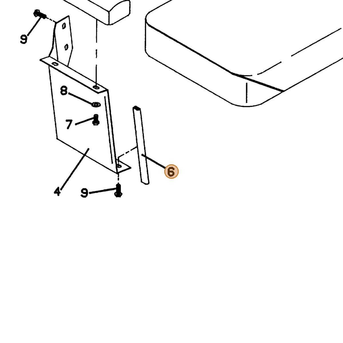 Grasshopper part 822630 — IPL diagram snippet (6x zoom, amber highlight)