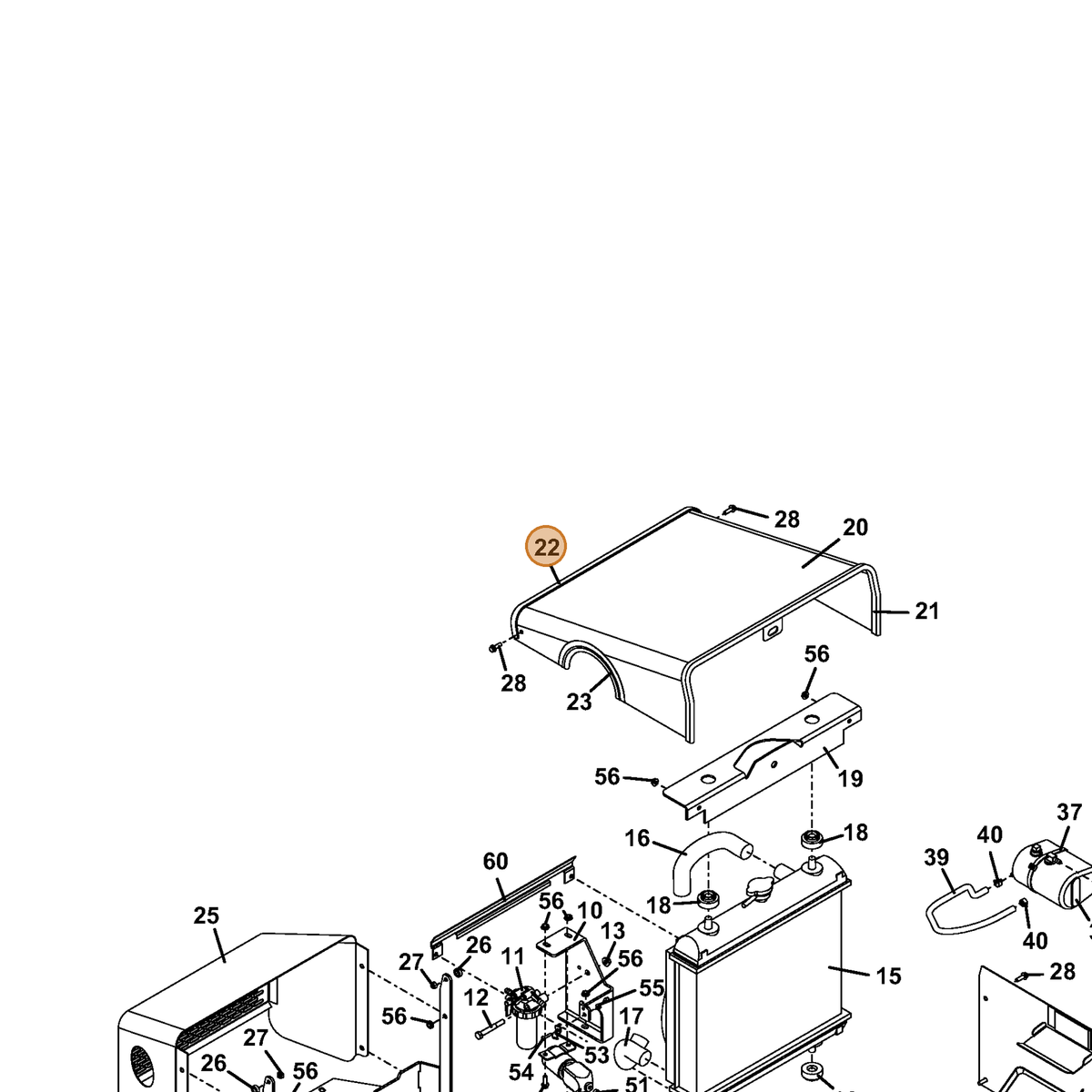 Grasshopper part 822637 — IPL diagram snippet (6x zoom, amber highlight)