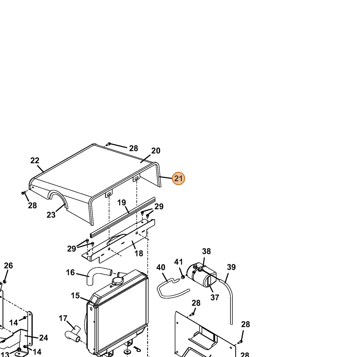 Grasshopper part 822639 — IPL diagram snippet (6x zoom, amber highlight)