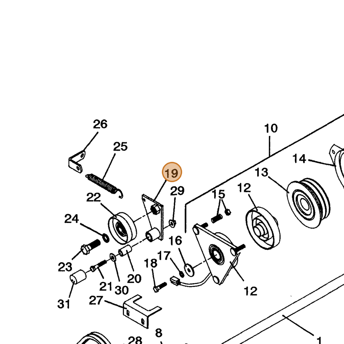 Grasshopper part 824176 — IPL diagram snippet (6x zoom, amber highlight)