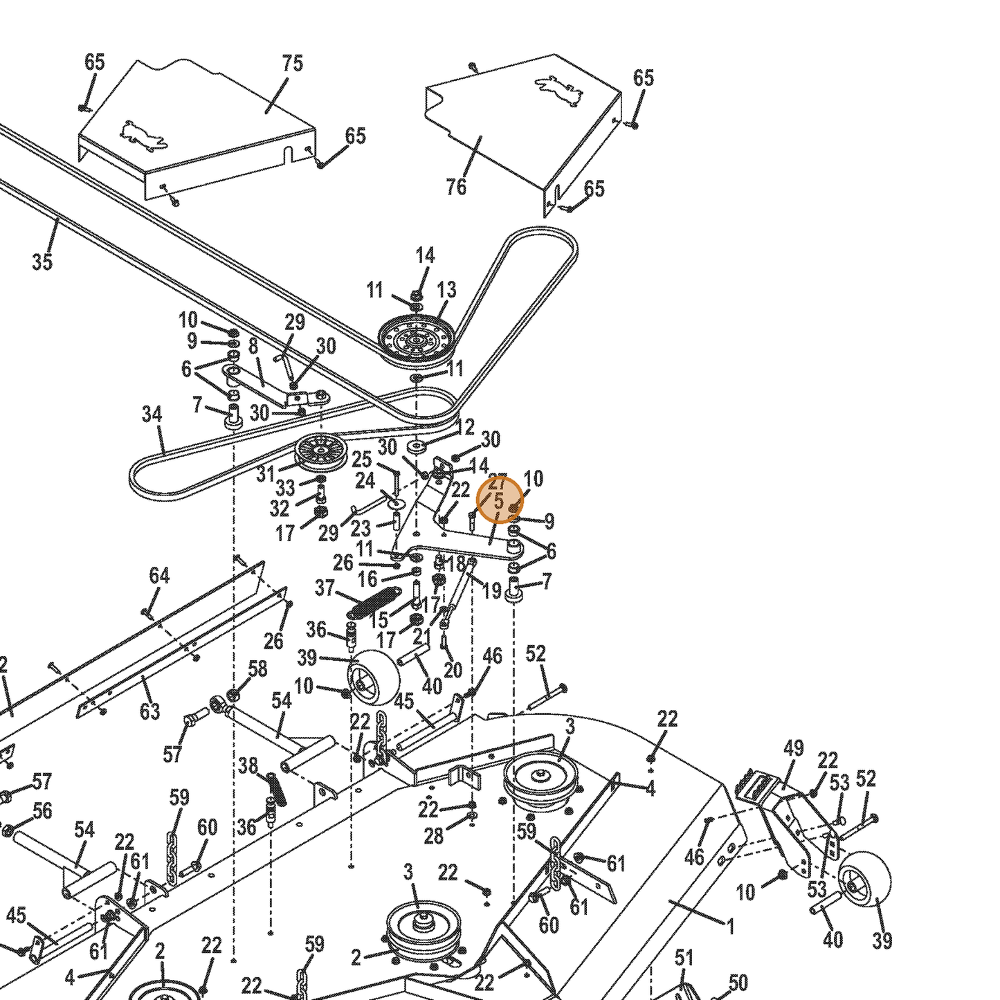 Grasshopper part 824424 — IPL diagram snippet (6x zoom, amber highlight)