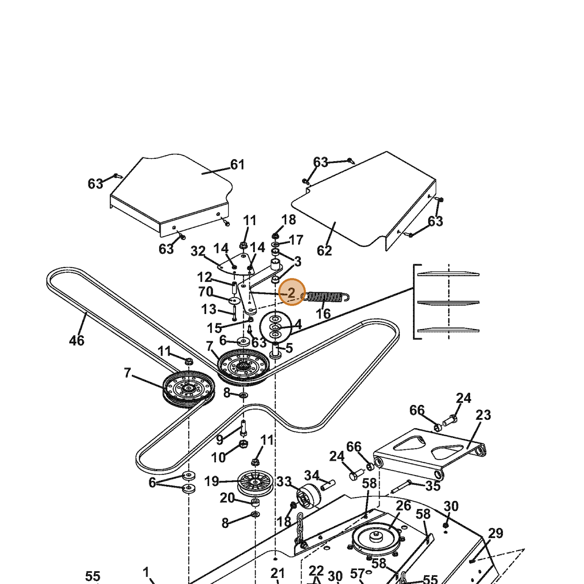 Grasshopper part 824426 — IPL diagram snippet (6x zoom, amber highlight)