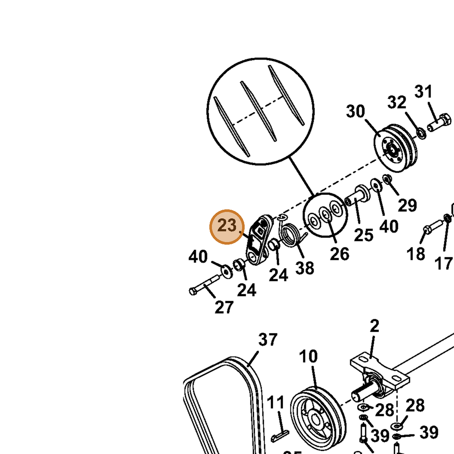 Grasshopper part 824467 — IPL diagram snippet (6x zoom, amber highlight)