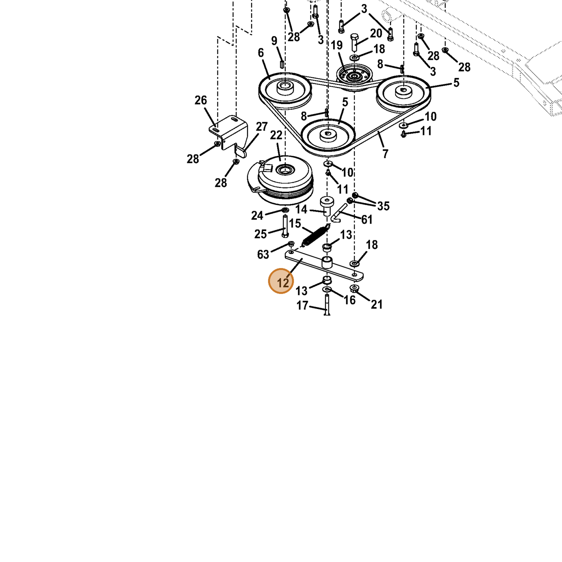 Grasshopper part 824469 — IPL diagram snippet (6x zoom, amber highlight)