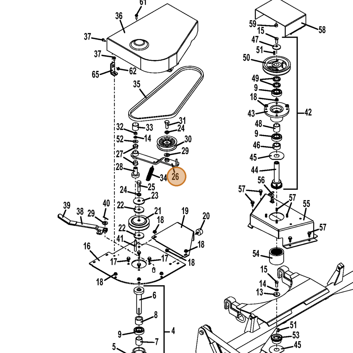 Grasshopper part 824470 — IPL diagram snippet (6x zoom, amber highlight)