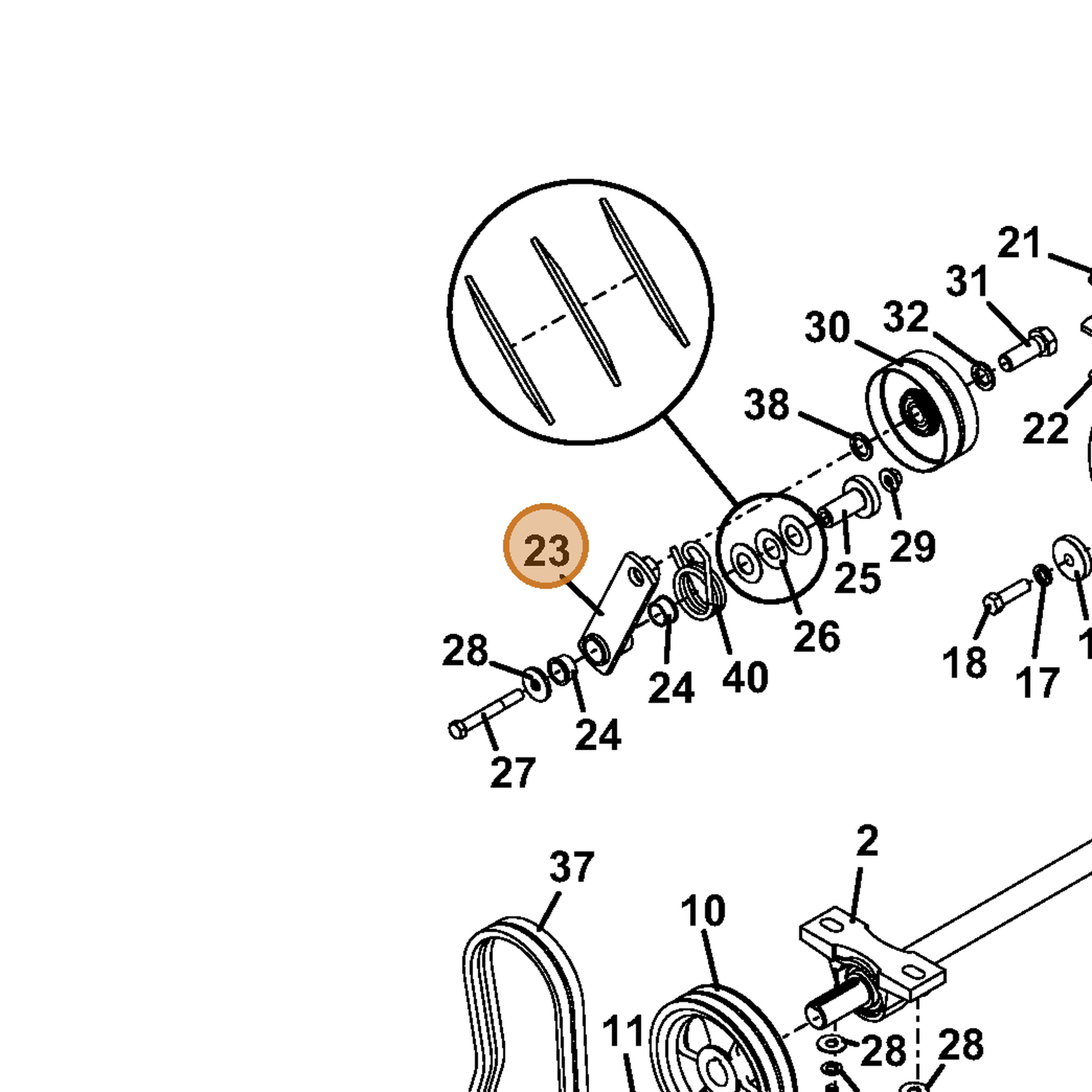 Grasshopper part 824474 — IPL diagram snippet (6x zoom, amber highlight)