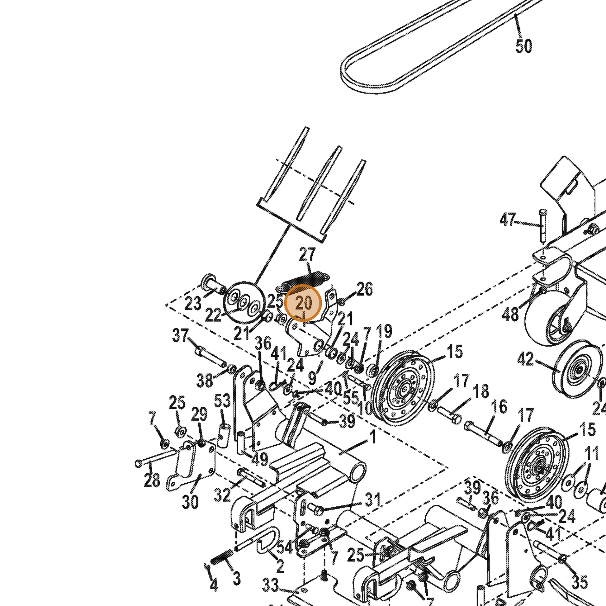 Grasshopper part 824475 — IPL diagram snippet (6x zoom, amber highlight)