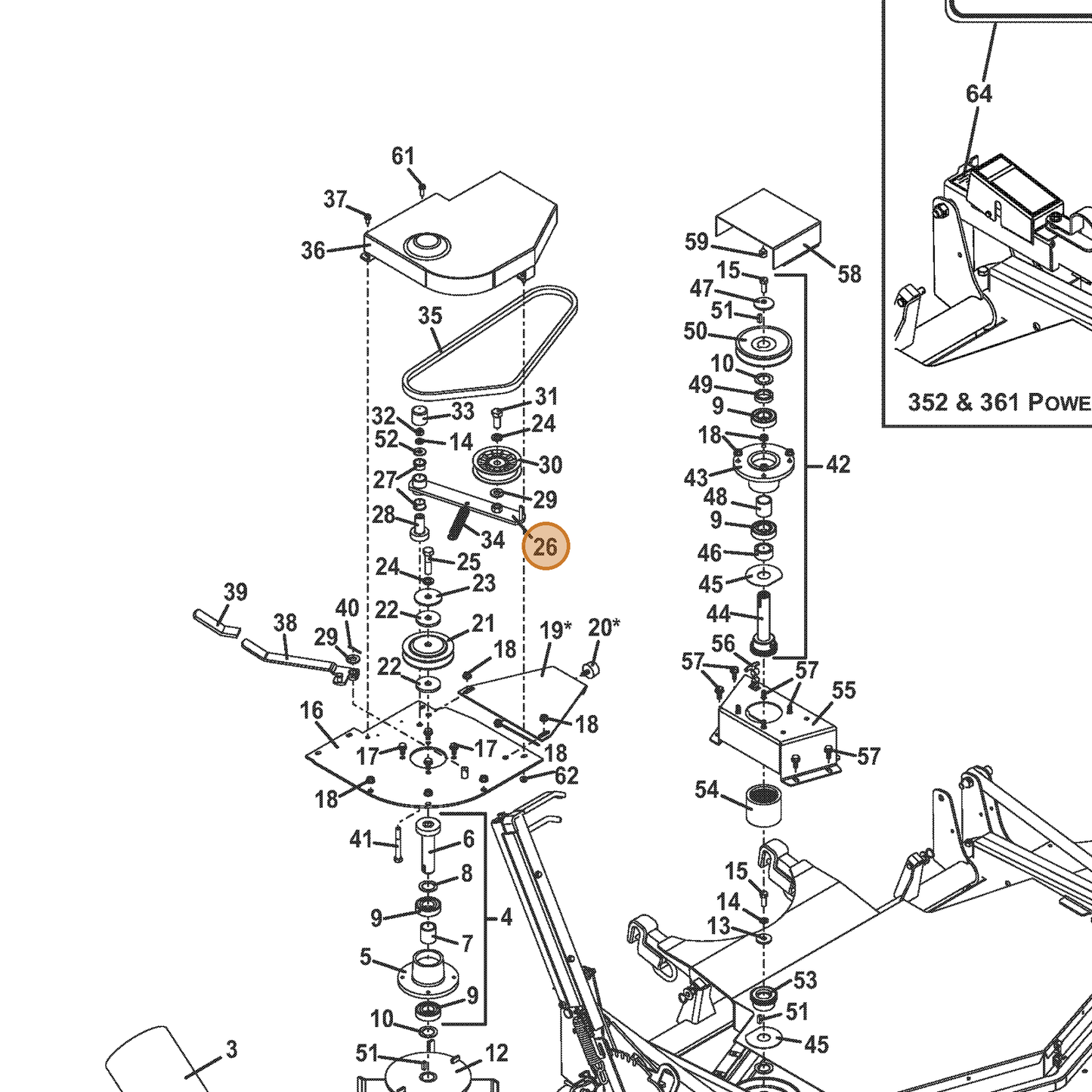Grasshopper part 824479 — IPL diagram snippet (6x zoom, amber highlight)