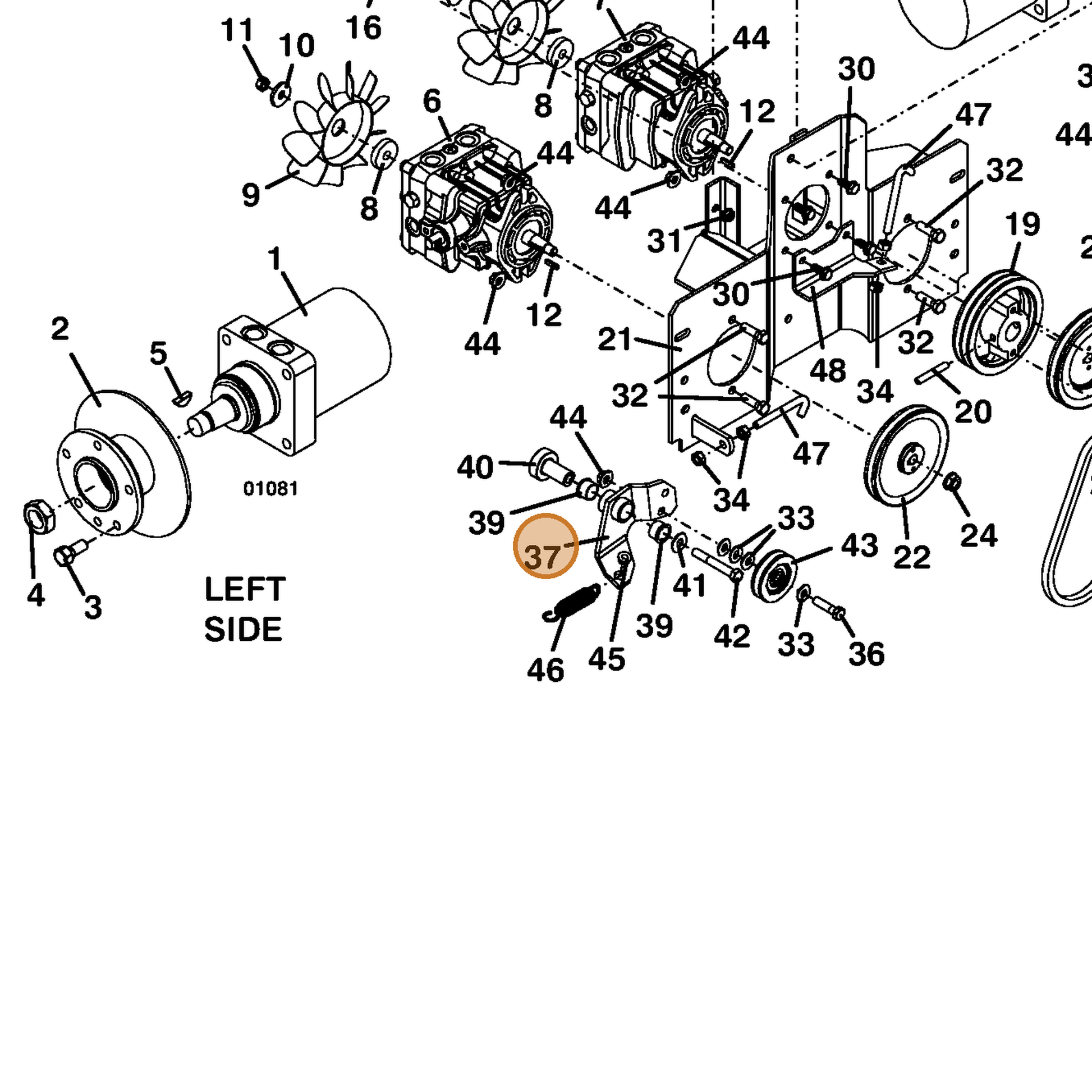 Grasshopper part 824491 — IPL diagram snippet (6x zoom, amber highlight)