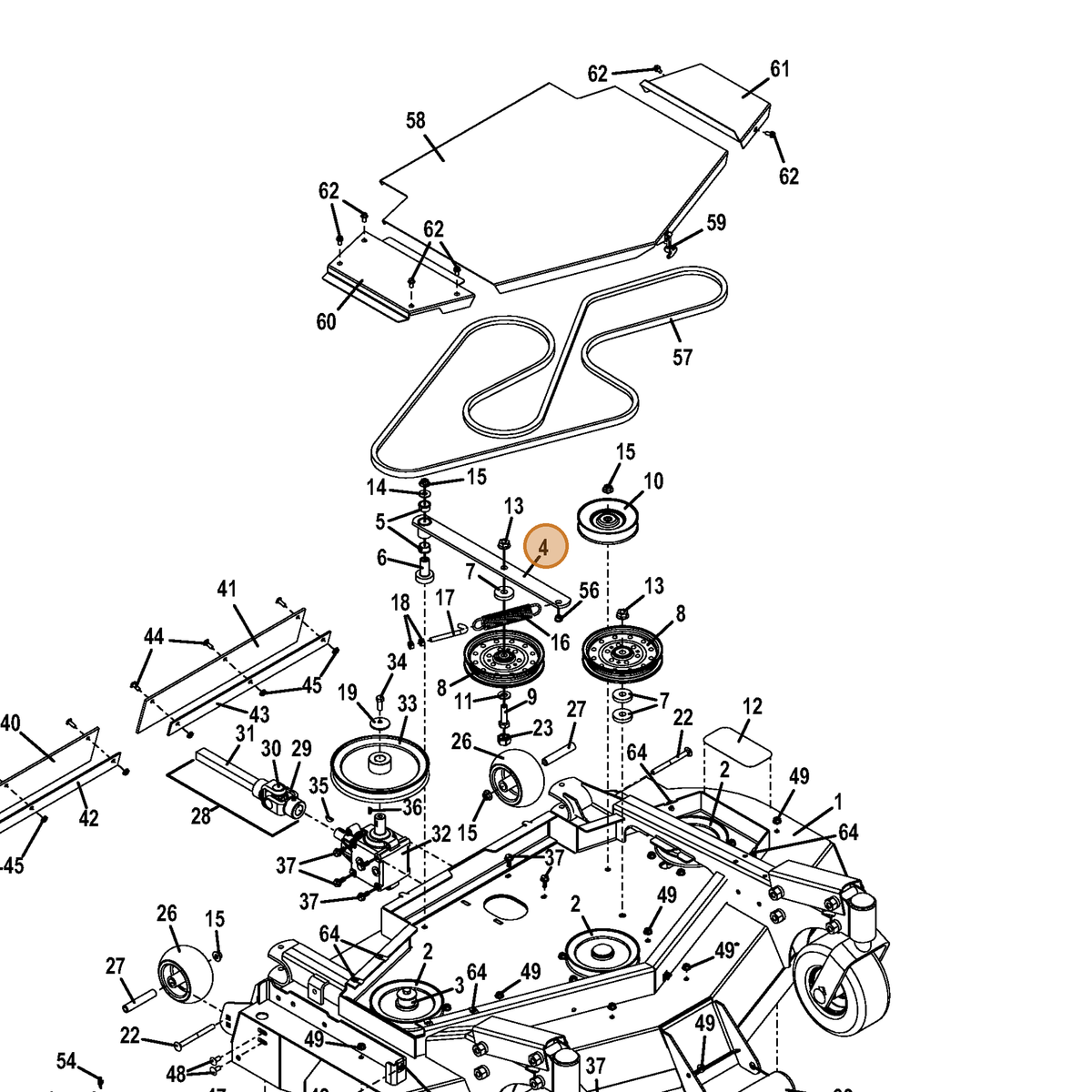 Grasshopper part 824493 — IPL diagram snippet (6x zoom, amber highlight)
