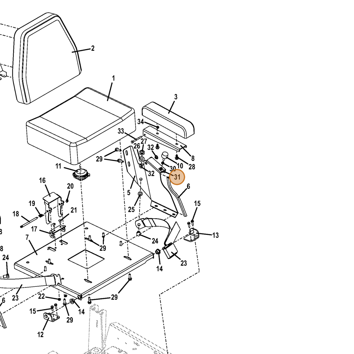 Grasshopper part 830325 — IPL diagram snippet (6x zoom, amber highlight)
