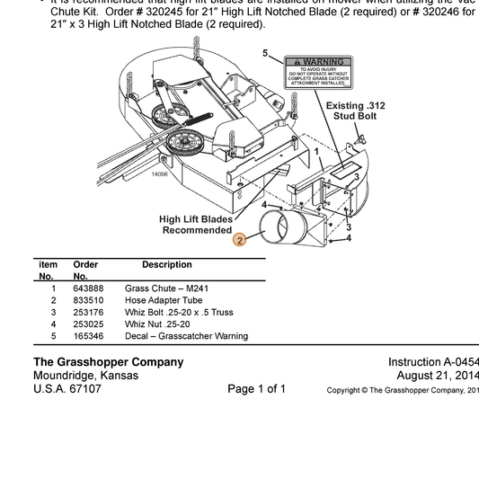 Grasshopper part 833510 — IPL diagram snippet (6x zoom, amber highlight)