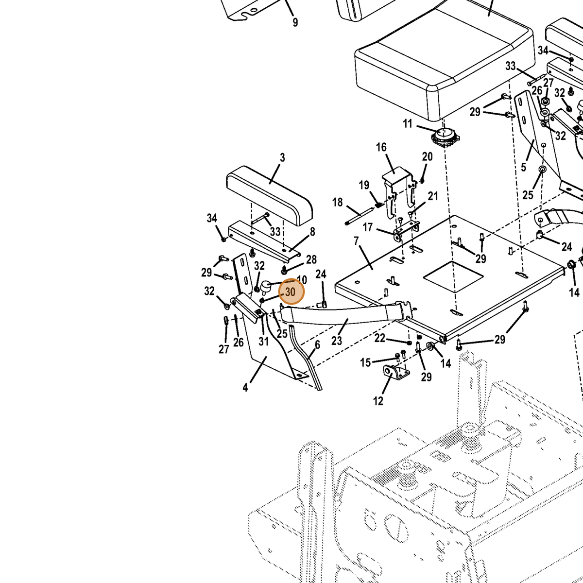 Grasshopper part 833542 — IPL diagram snippet (6x zoom, amber highlight)