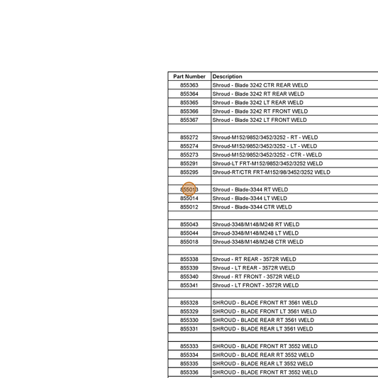 Grasshopper part 855013 — IPL diagram snippet (6x zoom, amber highlight)