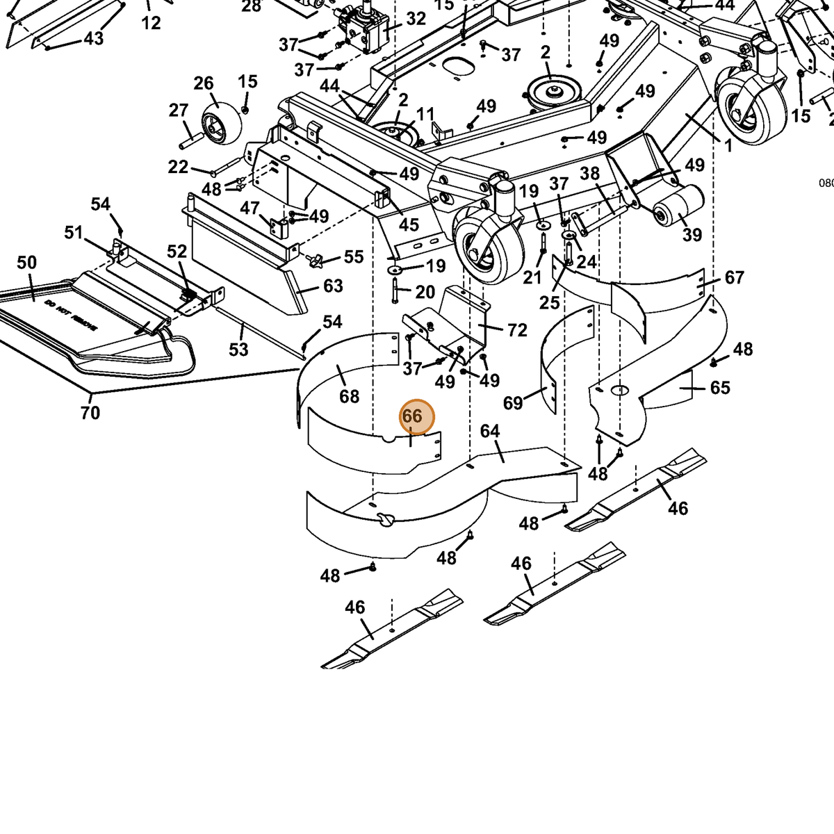 Grasshopper part 855038 — IPL diagram snippet (6x zoom, amber highlight)