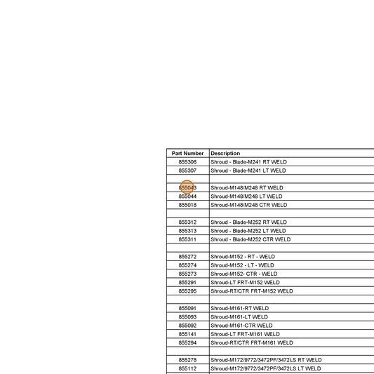 Grasshopper part 855043 — IPL diagram snippet (6x zoom, amber highlight)