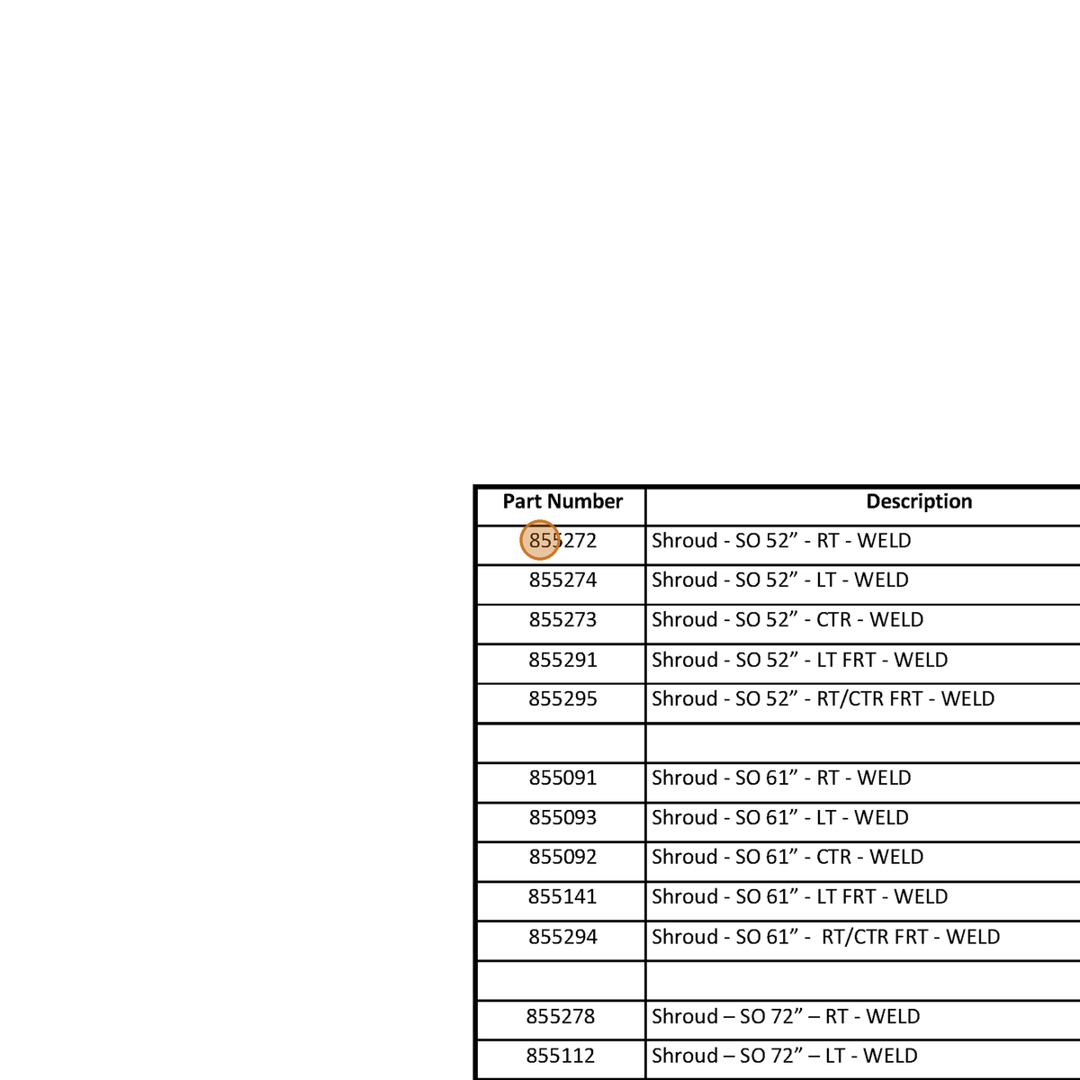 Grasshopper part 855141 — IPL diagram snippet (6x zoom, amber highlight)