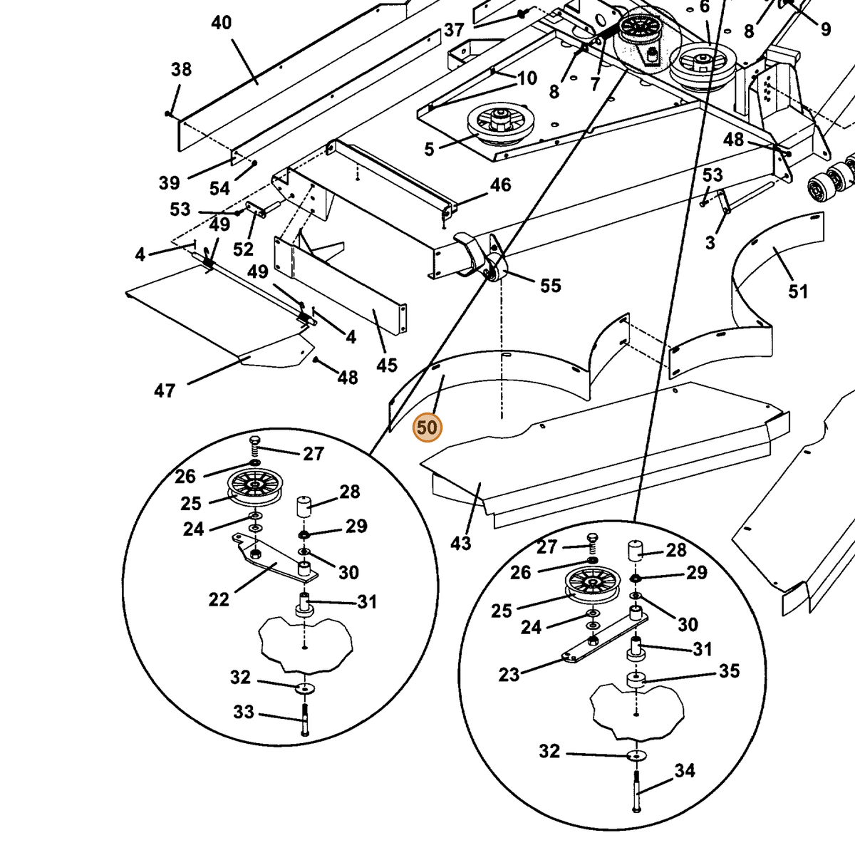 Grasshopper part 855198 — IPL diagram snippet (6x zoom, amber highlight)