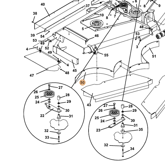 Grasshopper part 855198 — IPL diagram snippet (6x zoom, amber highlight)