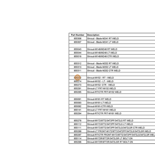Grasshopper part 855272 — IPL diagram snippet (6x zoom, amber highlight)
