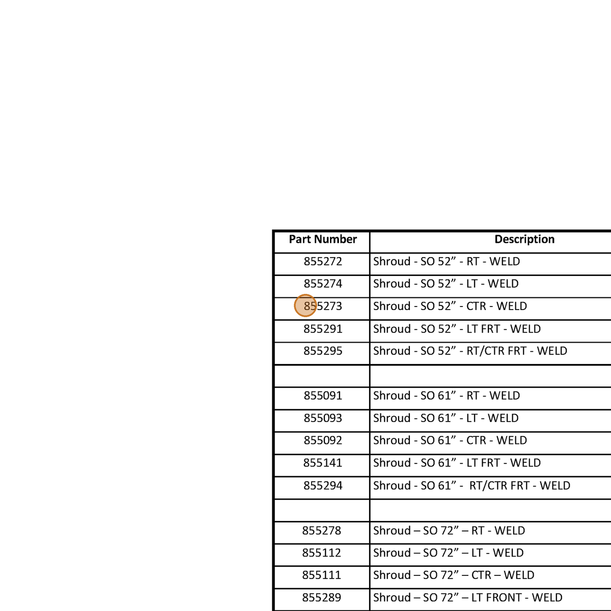 Grasshopper part 855278 — IPL diagram snippet (6x zoom, amber highlight)