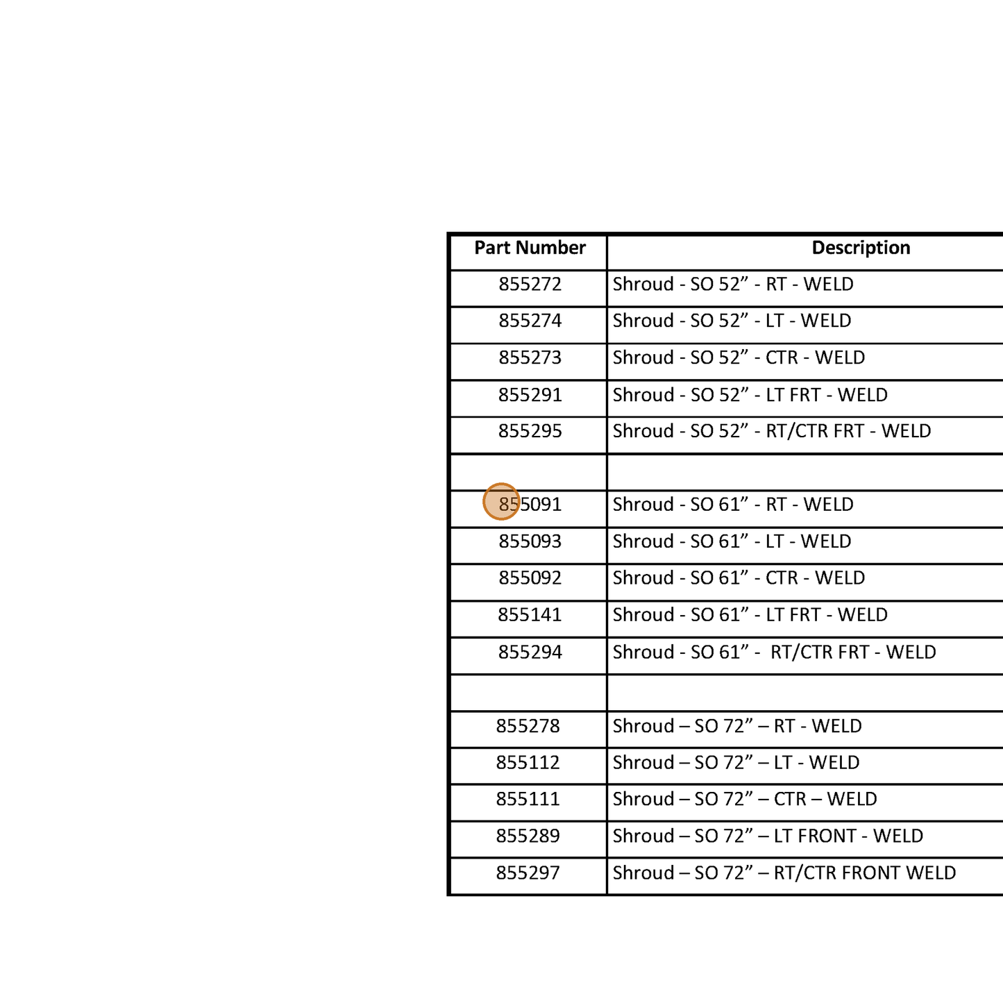 Grasshopper part 855289 — IPL diagram snippet (6x zoom, amber highlight)