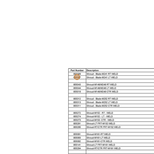 Grasshopper part 855307 — IPL diagram snippet (6x zoom, amber highlight)