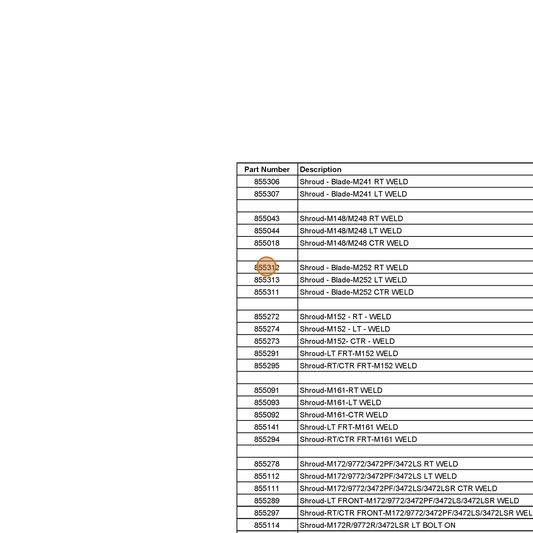 Grasshopper part 855312 — IPL diagram snippet (6x zoom, amber highlight)
