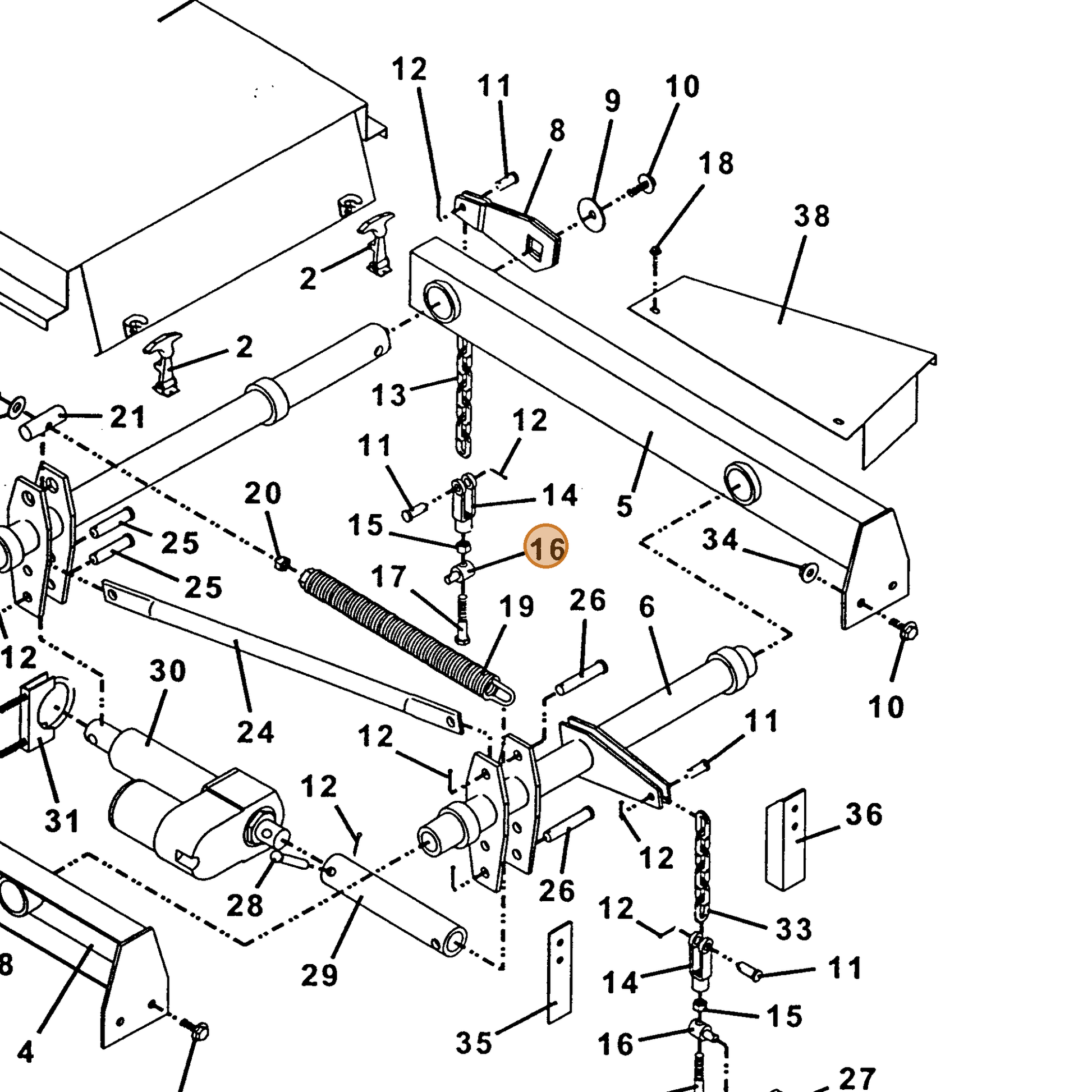 Grasshopper part 881107 — IPL diagram snippet (6x zoom, amber highlight)