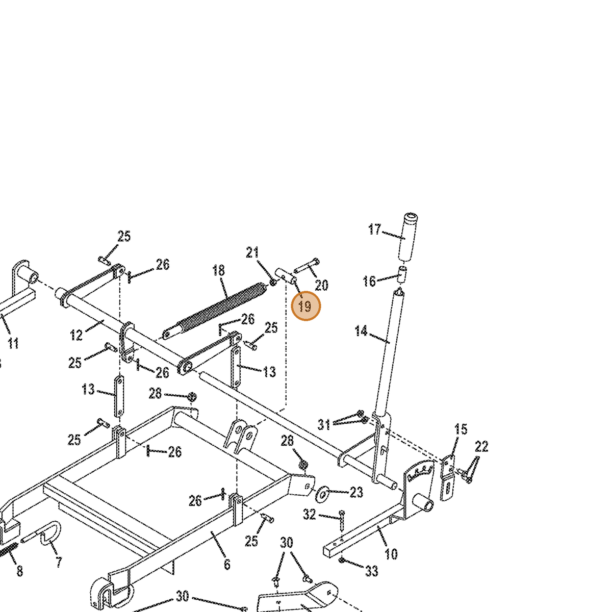 Grasshopper part 881108 — IPL diagram snippet (6x zoom, amber highlight)