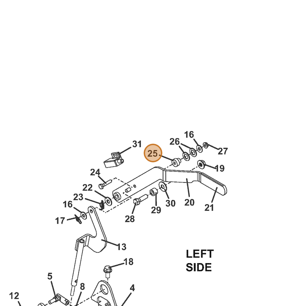 Grasshopper part 881130 — IPL diagram snippet (6x zoom, amber highlight)
