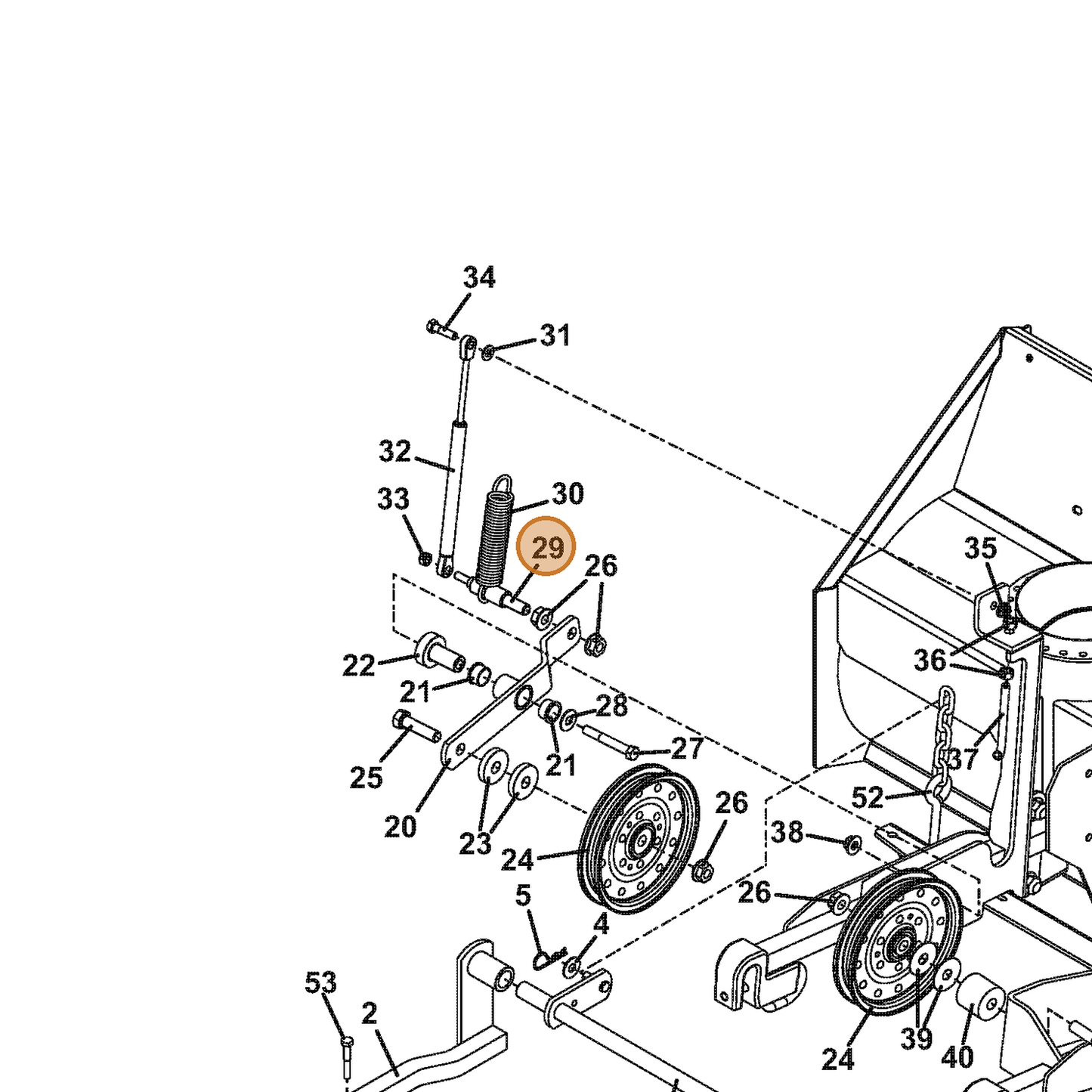 Grasshopper part 881927 — IPL diagram snippet (6x zoom, amber highlight)