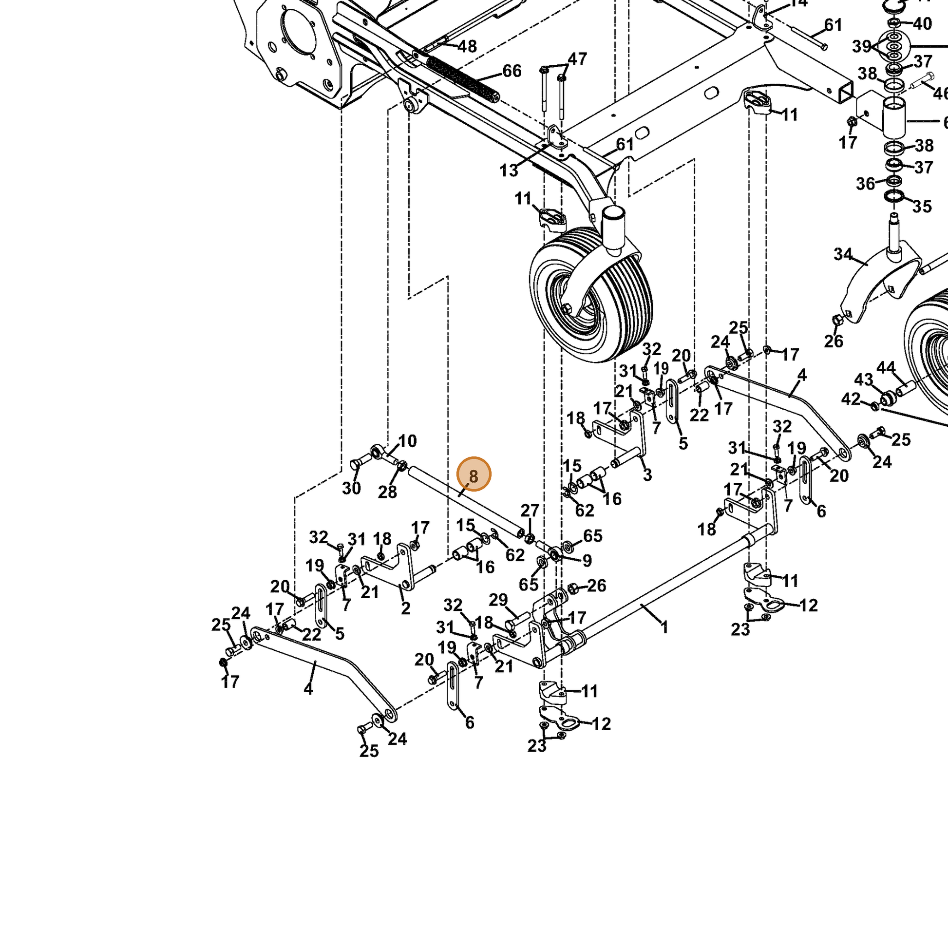 Grasshopper part 882029 — IPL diagram snippet (6x zoom, amber highlight)