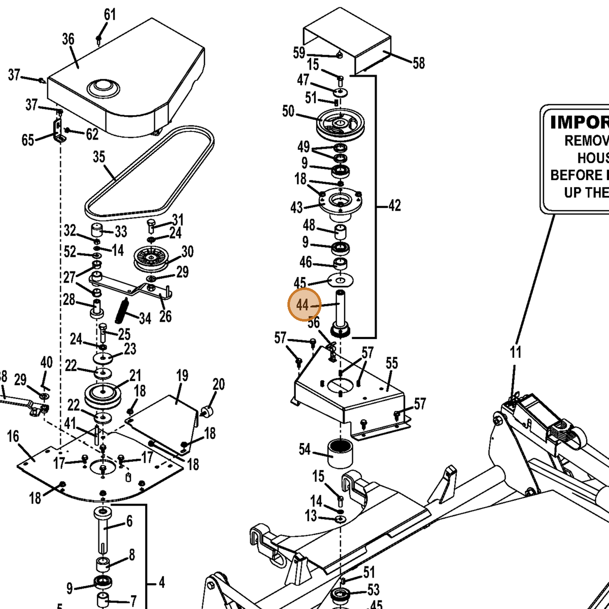 Grasshopper part 882058 — IPL diagram snippet (6x zoom, amber highlight)