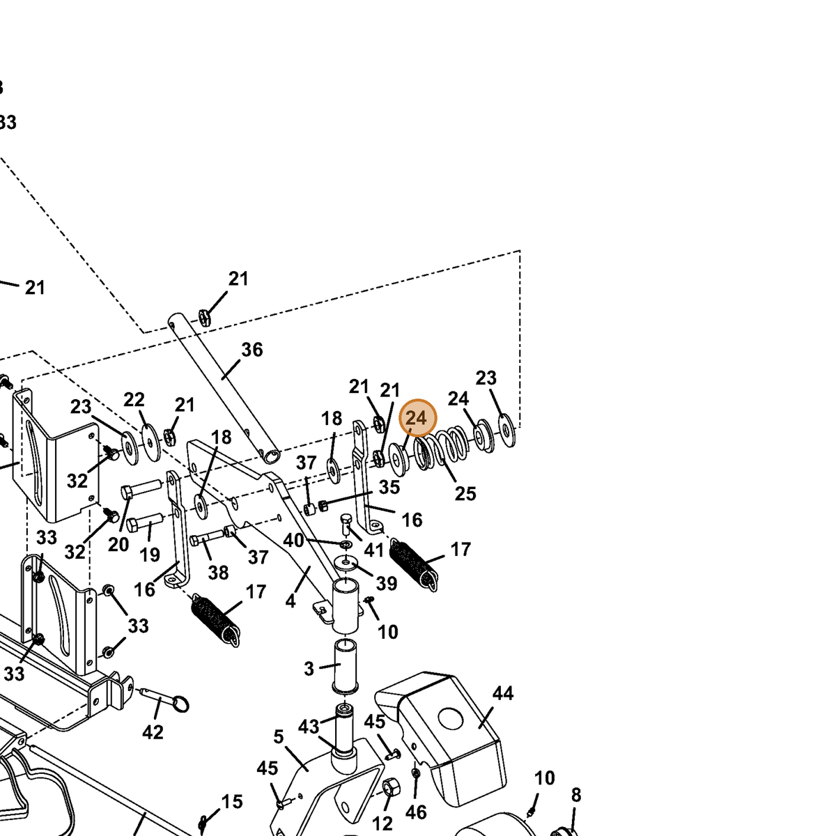 Grasshopper part 885005 — IPL diagram snippet (6x zoom, amber highlight)