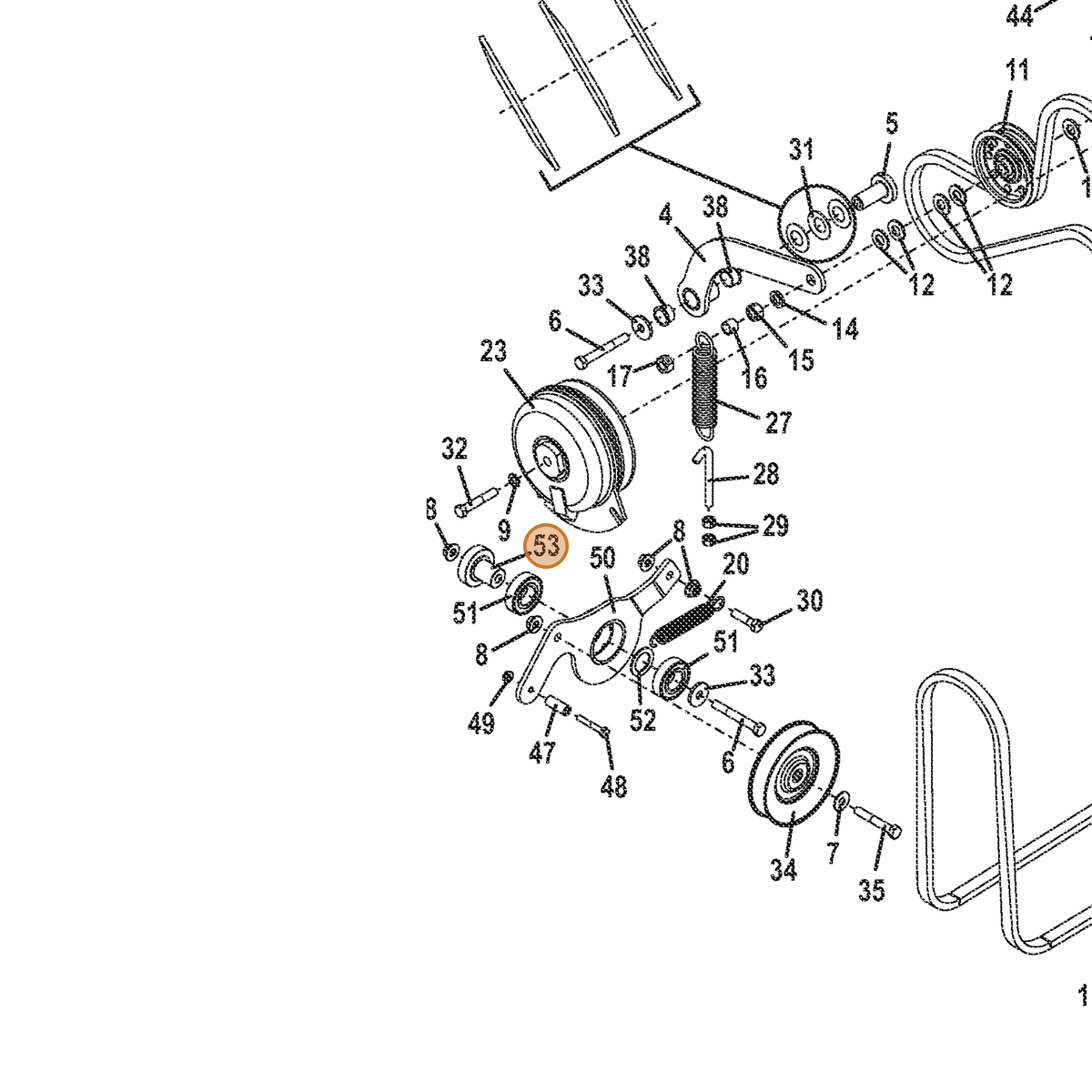 Grasshopper part 885015 — IPL diagram snippet (6x zoom, amber highlight)