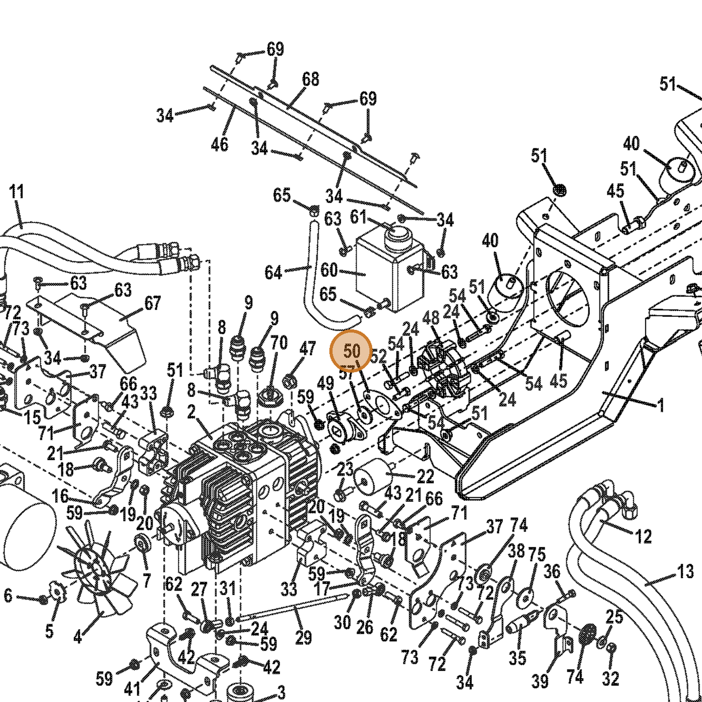 Grasshopper part 900107 — IPL diagram snippet (6x zoom, amber highlight)