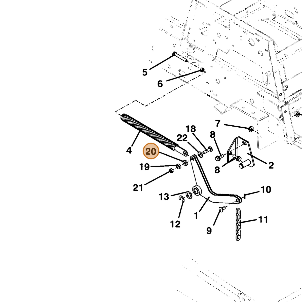 Grasshopper part 901322 — IPL diagram snippet (6x zoom, amber highlight)