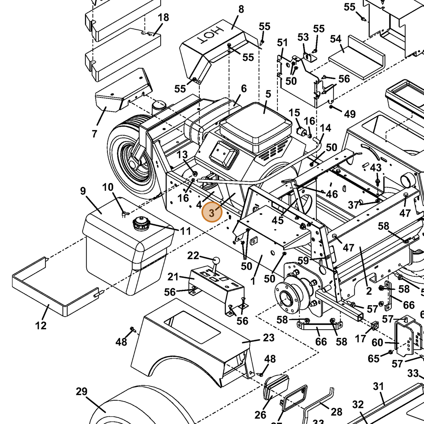 Grasshopper part 901703 — IPL diagram snippet (6x zoom, amber highlight)