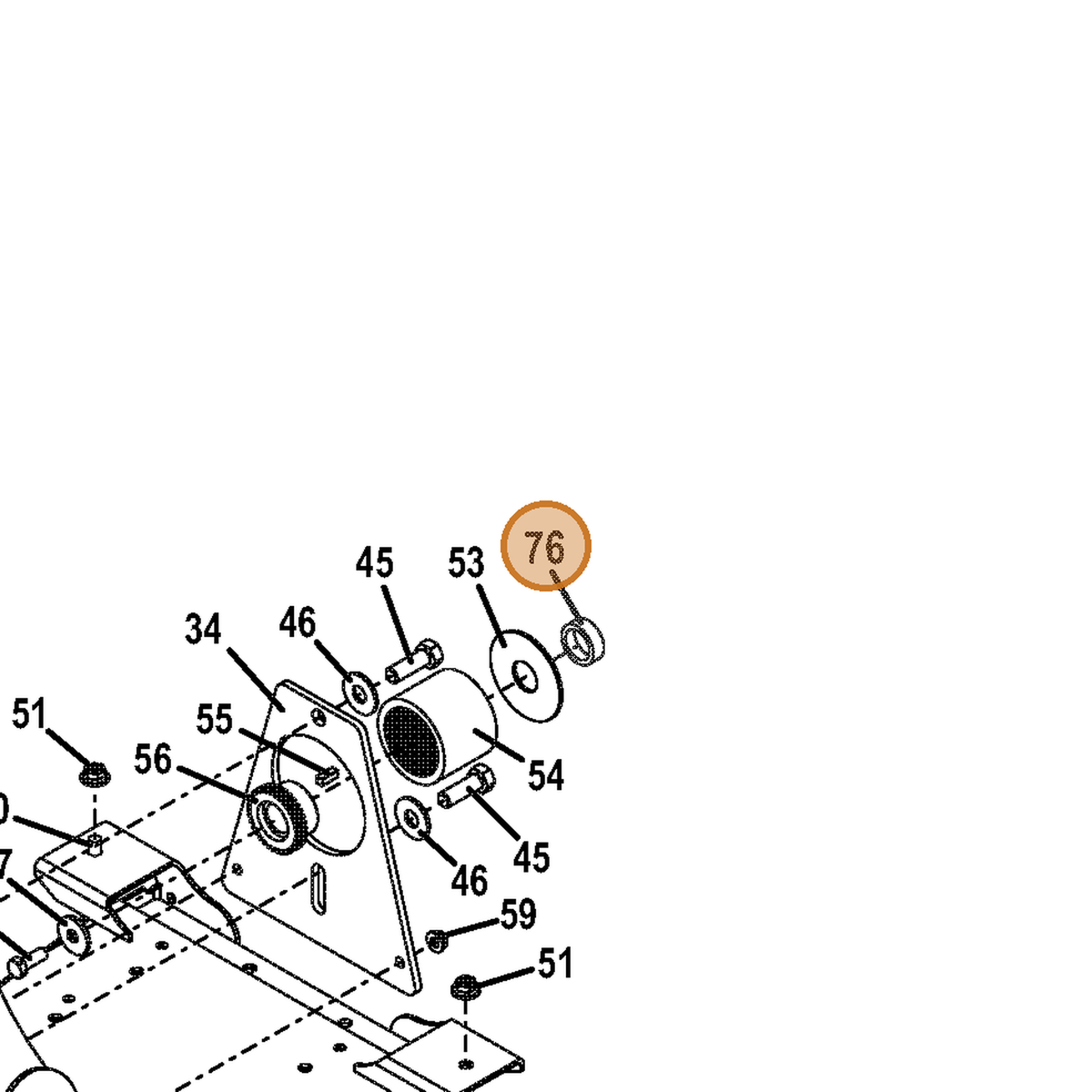 Grasshopper part 902537 — IPL diagram snippet (6x zoom, amber highlight)