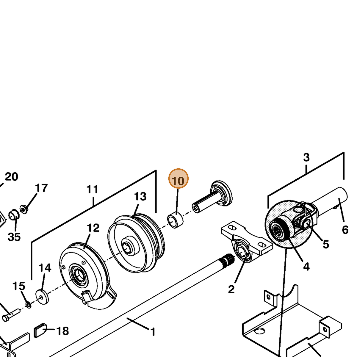 Grasshopper part 902543 — IPL diagram snippet (6x zoom, amber highlight)