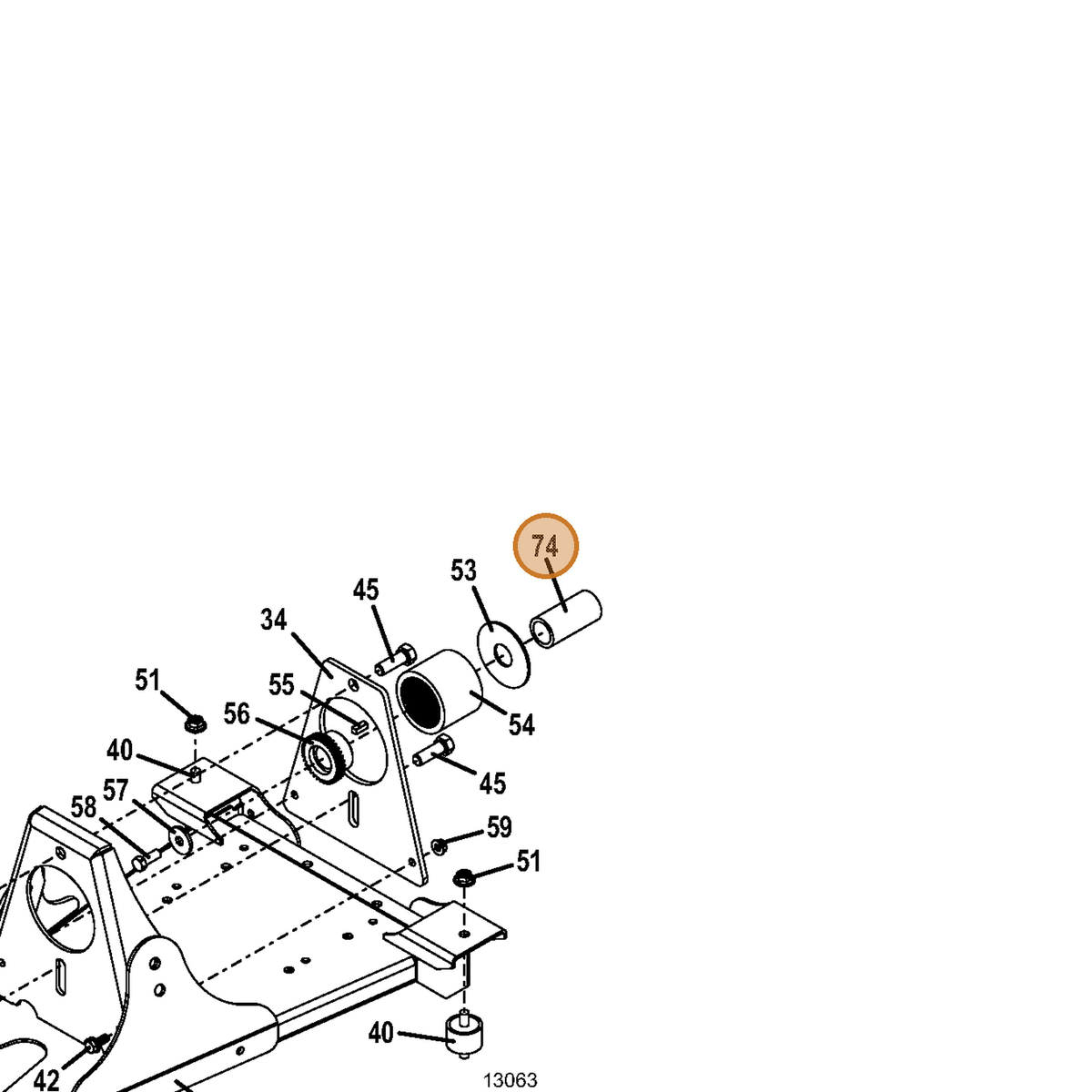 Grasshopper part 902555 — IPL diagram snippet (6x zoom, amber highlight)