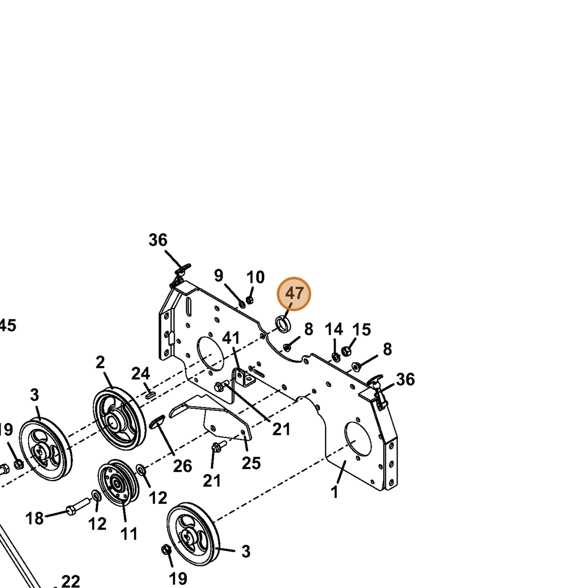 Grasshopper part 902582 — IPL diagram snippet (6x zoom, amber highlight)